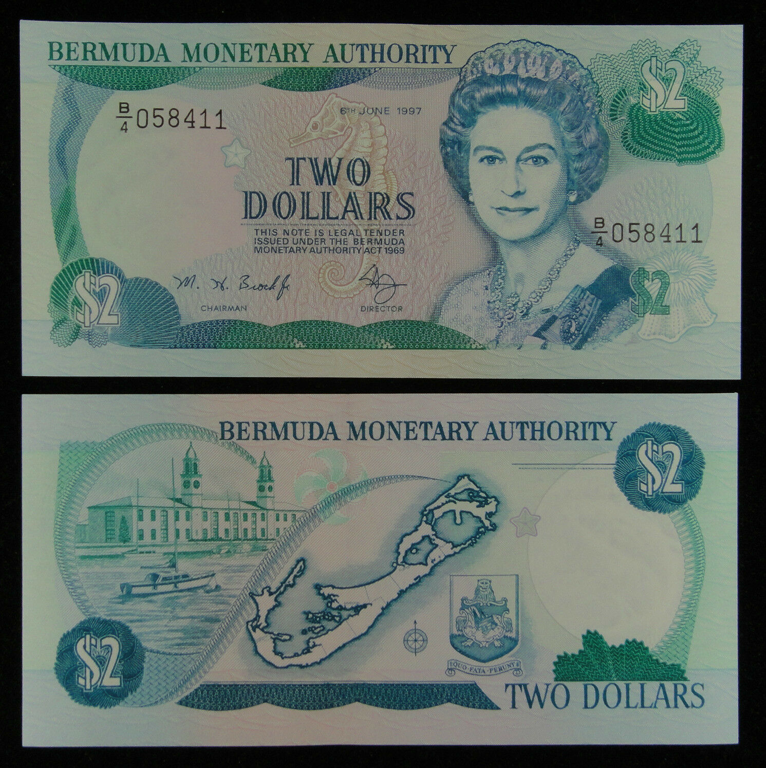 Bermuda Banknote 2 Dollars 1997 UNC