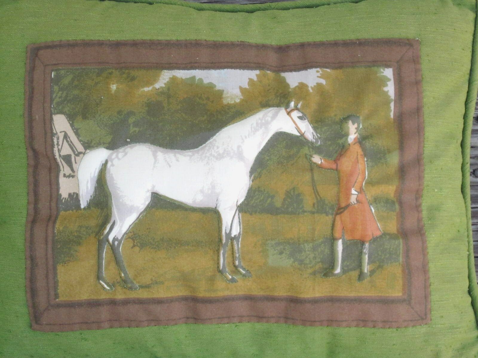 Quilted 3d Pillow With Horse And Rider Equestrian Countryside 1970's Vintage