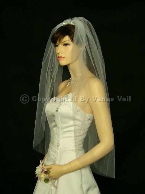 1t Ivory Wedding Bridal Fingertip Cut Edge Veil