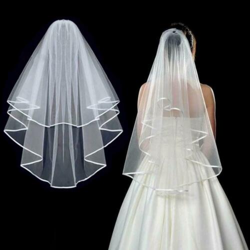 Simple Short Tulle Wedding Veils Two Layer With Comb White Ivory Bridal Veil US