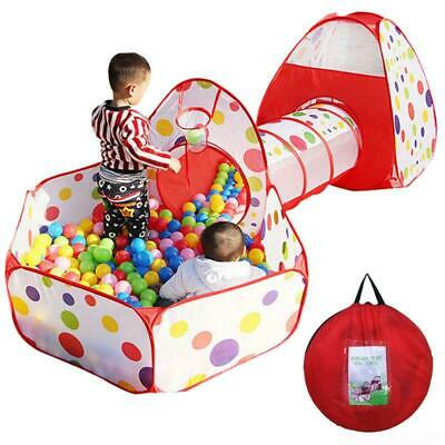 3 in 1 Baby Toddler Crawling Tunnel Play Tube Outdoor Indoor Kids Game Tent Toys